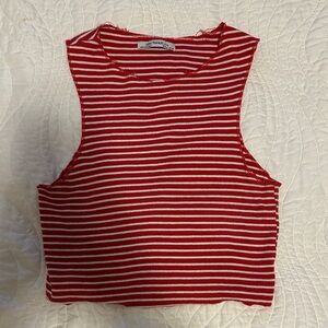 Zara red and white striped crop top size S